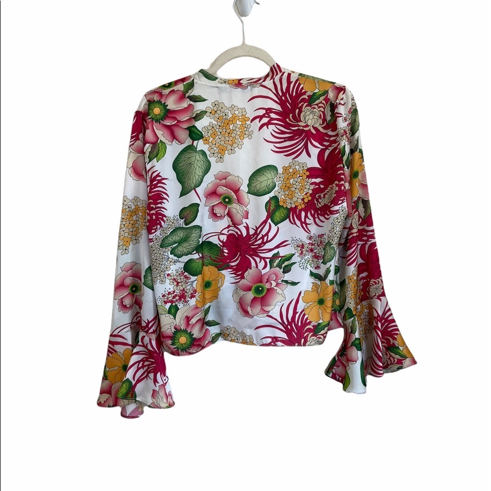 ZARA TROPICAL PATTERN RETRO BLOUSE - Picture 8 of 10
